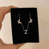 925 Silver | Butterfly Letter Necklace with Stones