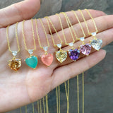 925 Silver | Diamond Crystal Heart Necklace