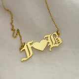 925 Silver | Double Letter Heart Necklace