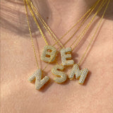 925 Silver | Bubble Letter Necklace with Stones