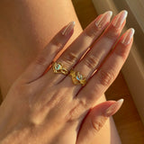 925 Silver | Natural Rainbow Stone Angel or Devil Ring