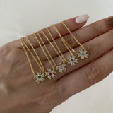 925 Silver | Daisy Necklace with Colorful Stone Detailing
