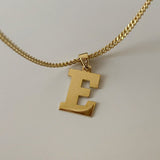 925 Silver | Unisex Single Letter Necklace with Curb Chain