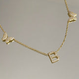925 Silver | Butterfly Letter Necklace with Stones