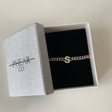 925 Silver | Custom Letter Bracelet with Curb Chain