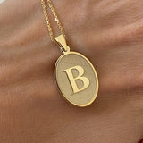 925 Silver | Oval Pendant Letter Necklace