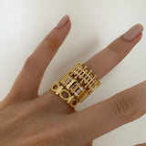 925 Silver | Vintage Striped Ring with Stones