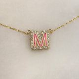 925 Silver | Custom Enamel Letter/Number Necklace in Your Chosen Color