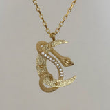 925 Silver | Snake Wrapped Moon Necklace