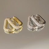 925 Silver | Half-Stone Rectangular Earrings