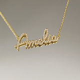 925 Silver | Custom Handwriting Necklace with Stones