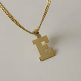 925 Silver | Unisex Single Letter Necklace with Curb Chain