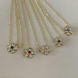 925 Silver | Daisy Necklace with Colorful Stone Detailing
