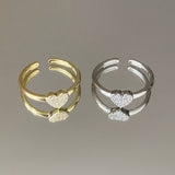 925 Silver | Minimal Heart Ring with Stones