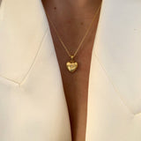 925 Silver | Domed Mini Heart Necklace with Stones