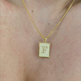 925 Silver | Curb Chain Letter Plaque Necklace