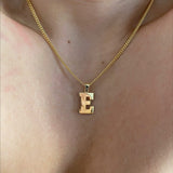 925 Silver | Unisex Single Letter Necklace with Curb Chain