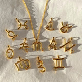 Zodiac Symbol Necklace with Stone Detailing