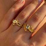 925 Silver | Natural Rainbow Stone Angel or Devil Ring