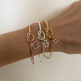 925 Silver | Colorful Stone Letter Charm Bracelet