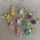 925 Silver | Colorful Diamond Heart Earrings