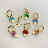 925 Silver | Colorful Enamel Mushroom Earrings