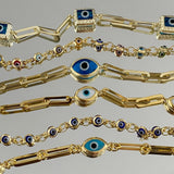 925 Silver | Dark Blue Enamel Full Evil Eye Bracelet
