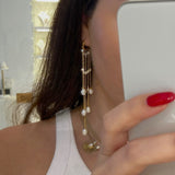 925 Silver | Genuine Pearl Dangling Earrings with Stone Detailing