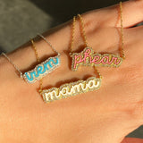 925 Silver | Custom Enamel Necklace with Stone in Your Chosen Color