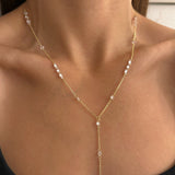 925 Silver | Crystal Stone Y Chain Necklace