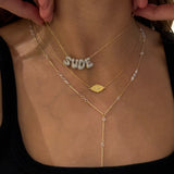 925 Silver | Crystal Stone Y Chain Necklace