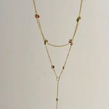 925 Silver | Colorful Stone Minimal Double Y Necklace