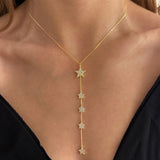 925 Silver | Star Charm Y Necklace with Stone Detail