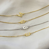 14K Gold | Personalized Box Chain Collarbone Letter Necklace