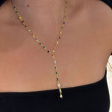 925 Silver | Colorful Asymmetric Stone Y Chain Necklace