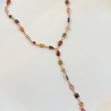 925 Silver | Colorful Asymmetric Stone Y Chain Necklace