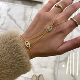 925 Silver | Double Chain Eye Hand Chain with Stone Detail
