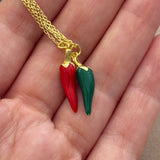 925 Silver | Colorful Enamel Chili Necklace