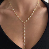 925 Silver | White Teardrop Stone Y Chain Necklace