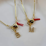 925 Silver | Personalized Heart Lock Necklace with Stone Detail & Curb Chain