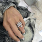 925 Silver | Triple Safety Pin Ring with White Stones