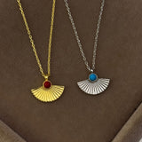 925 Silver | Colorful Fan Necklace