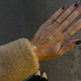 925 Silver | Double Chain Eye Hand Chain with Stone Detail