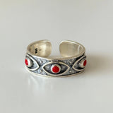 Coral Evil Eye Ring