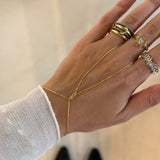 925 Silver | Minimal Triple Marquise Stone Hand Chain