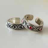 Coral Evil Eye Ring
