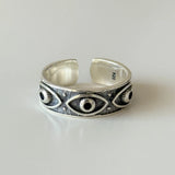 Black Onyx Evil Eye Sterling Silver Ring
