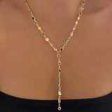 925 Silver | Colorful Asymmetric Stone Y Chain Necklace