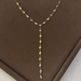 925 Silver | White Teardrop Stone Y Chain Necklace