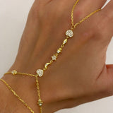 925 Silver | Manifest Hand Chain with Hamsa, Star, Moon & Eye Charms